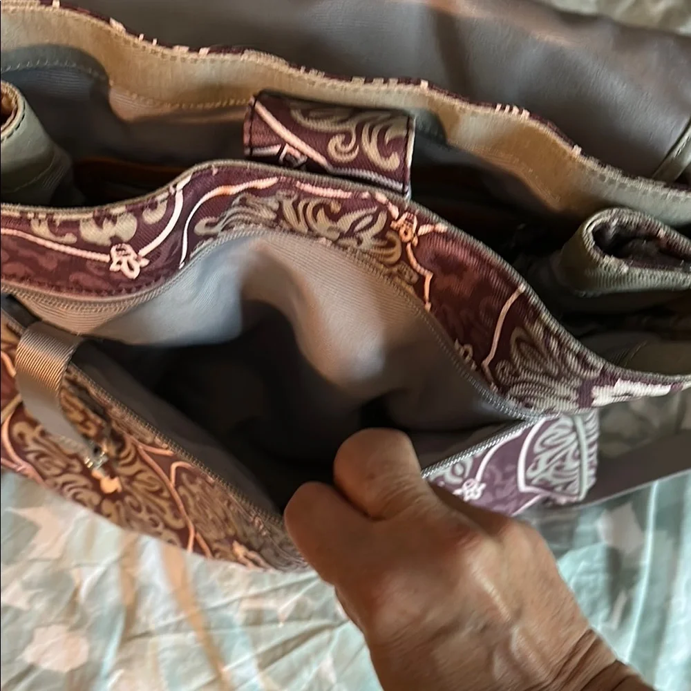 Pottery, barn, kids, Stylish Patterned Diaper Bag - Purple and Gray